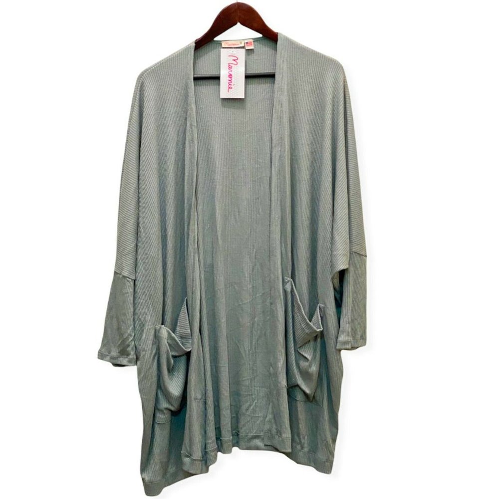 NWT Anthropologie Maronie Women's Size S Open Front 3/4 Sleeve Sage